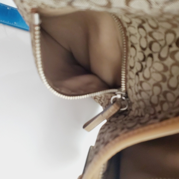 COACH East-West Jacquard Signature Suede Shoulder Bag Hobo Purse F11395 Handbag - Picture 7 of 16